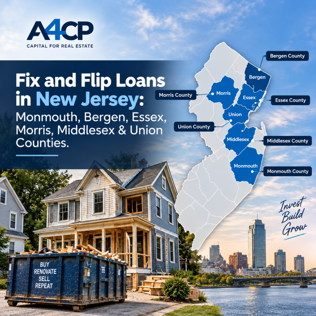 Fix and Flip Loans in New Jersey: Monmouth, Bergen, Essex, Morris, Middlesex & Union Counties